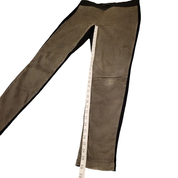 Theory 'Cullen' Lamb Leather and Twill Knit Pants Women's Size 10 Suede Leggings - Picture 4 of 12